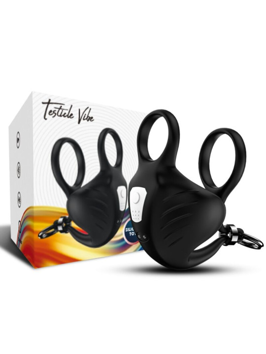 ANILLO VIBRADOR TESTICULAR 9 MODOS SILICONA NEGRO DE LA MARCA ARMONY FOR HIM