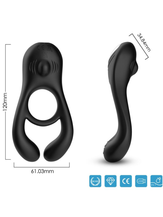 ANILLO VIBRADOR DOBLE PINZA NEGRO ARMONY 9 MODOS DE LA MARCA ARMONY FOR HIM