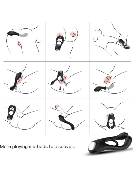 ANILLO VIBRADOR DOBLE PINZA NEGRO ARMONY 9 MODOS DE LA MARCA ARMONY FOR HIM