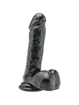 DILDO REALÍSTICO 18 CM PVC CON TESTÍCULOS NEGRO DE LA MARCA GET REAL