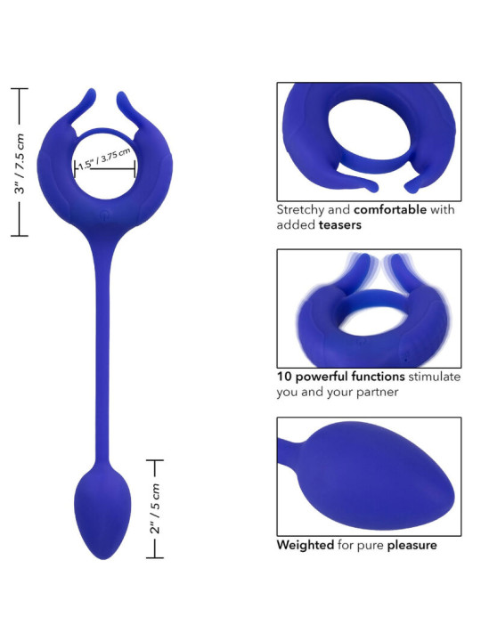 ANILLO VIBRADOR CON PESO PARA PENE ADMIRAL AZUL DE LA MARCA CALEXOTICS