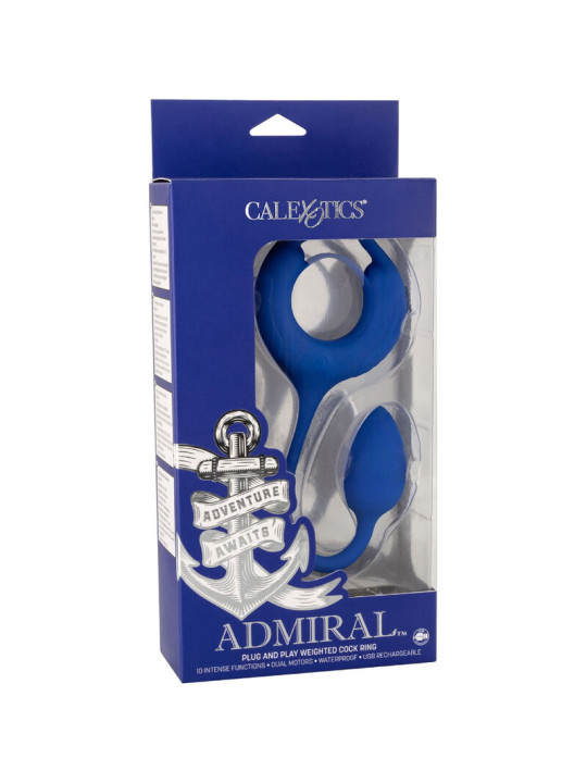 ANILLO VIBRADOR CON PESO PARA PENE ADMIRAL AZUL DE LA MARCA CALEXOTICS