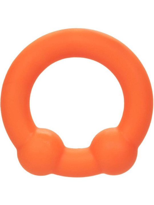 ANILLO DOBLE BOLA SILICONA LÍQUIDA ALPHA NARANJA DE LA MARCA CALEXOTICS