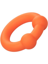 ANILLO DOBLE BOLA SILICONA LÍQUIDA ALPHA NARANJA DE LA MARCA CALEXOTICS