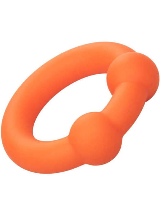 ANILLO DOBLE BOLA SILICONA LÍQUIDA ALPHA NARANJA DE LA MARCA CALEXOTICS