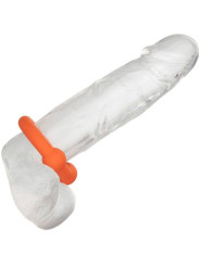 ANILLO DOBLE BOLA SILICONA LÍQUIDA ALPHA NARANJA DE LA MARCA CALEXOTICS