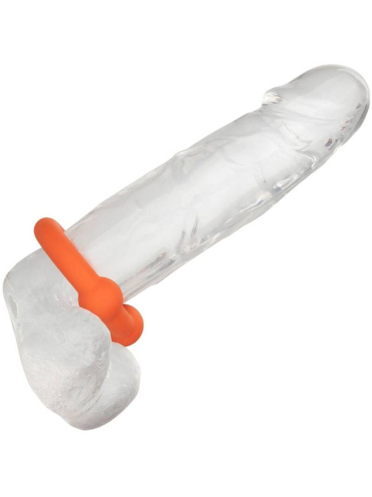 ANILLO DOBLE BOLA SILICONA LÍQUIDA ALPHA NARANJA DE LA MARCA CALEXOTICS