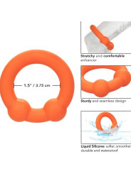 ANILLO DOBLE BOLA SILICONA LÍQUIDA ALPHA NARANJA DE LA MARCA CALEXOTICS