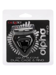ANILLO DE JAULA DOBLE ALPHA SILICONA LÍQUIDA NEGRO DE LA MARCA CALEXOTICS