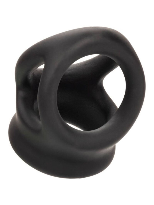 ANILLO DE JAULA DOBLE ALPHA SILICONA LÍQUIDA NEGRO DE LA MARCA CALEXOTICS