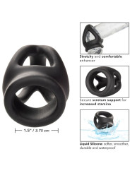 ANILLO DE JAULA DOBLE ALPHA SILICONA LÍQUIDA NEGRO DE LA MARCA CALEXOTICS