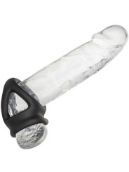 ANILLO DE JAULA DOBLE ALPHA SILICONA LÍQUIDA NEGRO DE LA MARCA CALEXOTICS