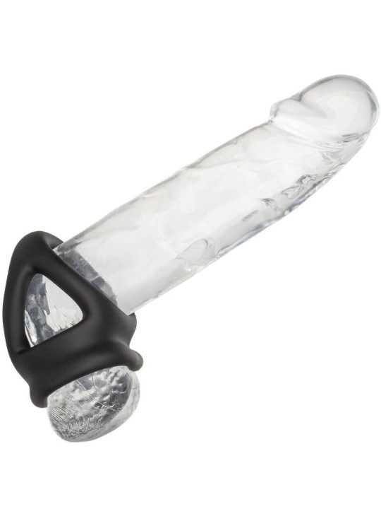 ANILLO DE JAULA DOBLE ALPHA SILICONA LÍQUIDA NEGRO DE LA MARCA CALEXOTICS