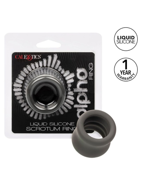 ANILLO ESCROTO DOBLE SILICONA LÍQUIDA ALPHA NEGRO DE LA MARCA CALEXOTICS