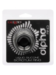 ANILLO ESCROTO DOBLE SILICONA LÍQUIDA ALPHA NEGRO DE LA MARCA CALEXOTICS