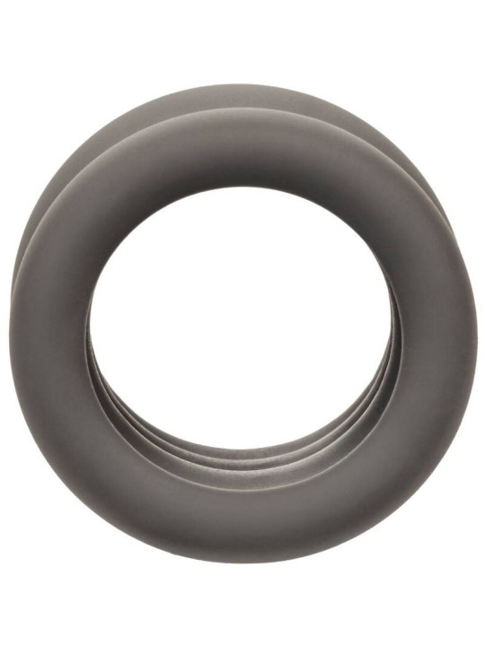 ANILLO ESCROTO DOBLE SILICONA LÍQUIDA ALPHA NEGRO DE LA MARCA CALEXOTICS