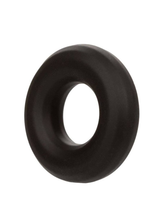 ANILLO PROLONGADOR DE SILICONA ALPHA MEDIO NEGRO DE LA MARCA CALEXOTICS