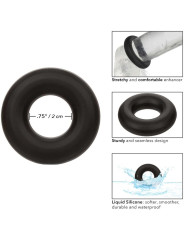ANILLO PROLONGADOR DE SILICONA ALPHA MEDIO NEGRO DE LA MARCA CALEXOTICS