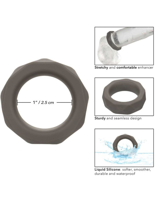 ANILLO PROLONGADOR DE SILICONA LÍQUIDA ALPHA GRIS DE LA MARCA CALEXOTICS