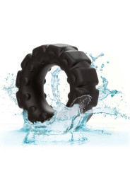 ANILLO PROLONGADOR DE SILICONA ALPHA NEGRO DE LA MARCA CALEXOTICS