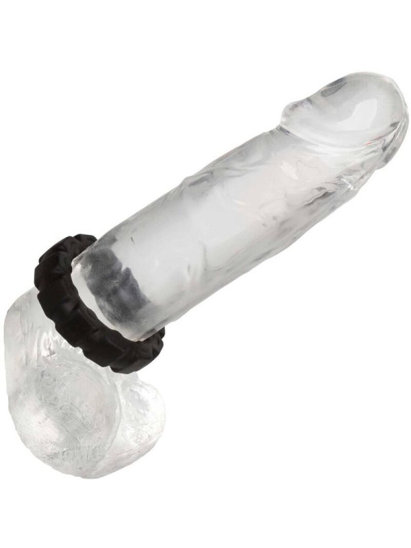 ANILLO PROLONGADOR DE SILICONA ALPHA NEGRO DE LA MARCA CALEXOTICS