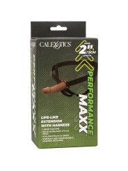 EXTENSIÓN REALISTA PERFORMANCE MAXX CON ARNÉS PIEL MORENO DE LA MARCA CALEXOTICS