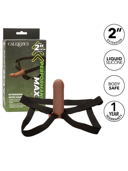 EXTENSIÓN CON ARNÉS PERFORMANCE MAXX PIEL MORENO DE LA MARCA CALEXOTICS