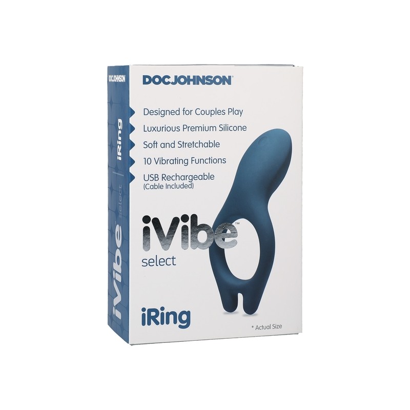 IVIBE SELECT - IRING - ANILLO VIBRADOR RECARGABLE - AZUL de la marca DOC JOHNSON