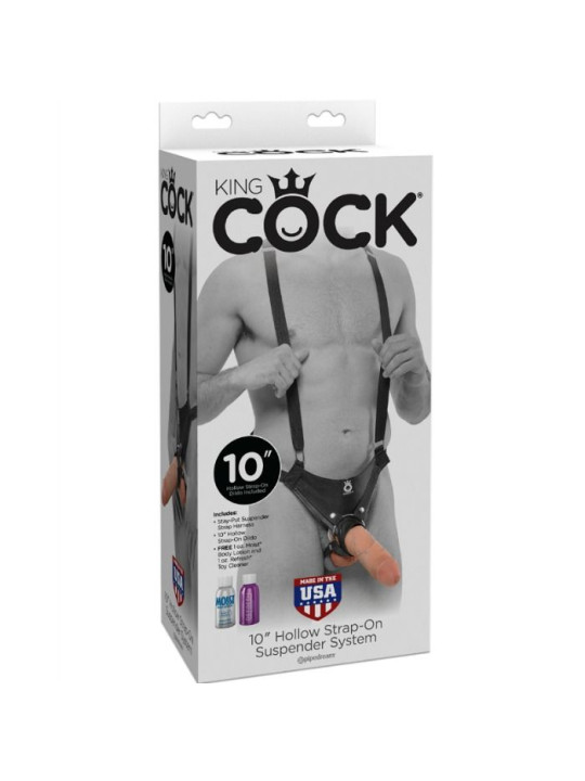 STRAP-ON DILDO HUECO 25.5 CM TIRANTES COLOR CARNE DE LA MARCA KING COCK