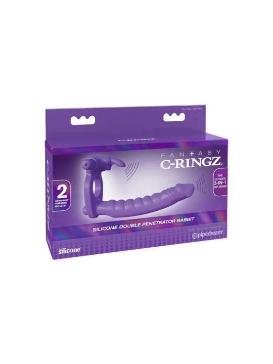 ANILLO DOBLE PENETRACIÓN CON VIBRADOR RABBIT SILICONA DE LA MARCA FANTASY C-RINGZ