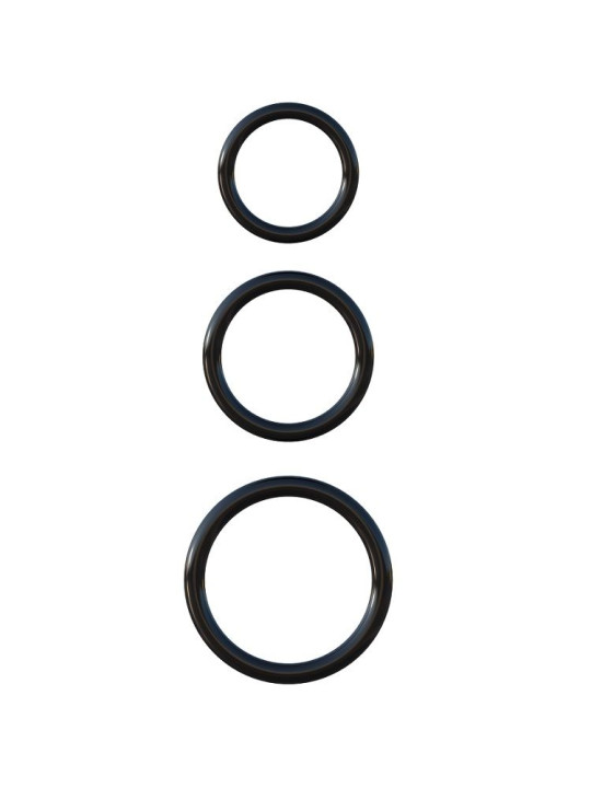 ANILLAS DE SILICONA TRIPLE PARA PENE Y TESTÍCULOS NEGRO DE LA MARCA FANTASY C-RINGZ