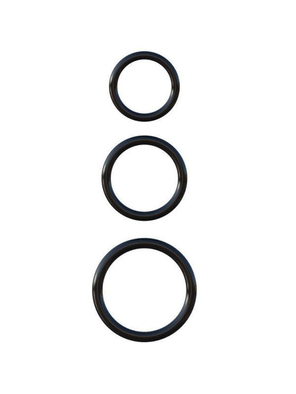 ANILLAS DE SILICONA TRIPLE PARA PENE Y TESTÍCULOS NEGRO DE LA MARCA FANTASY C-RINGZ