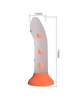 DILDO LUMINOSO NARANJA CON VENTOSA Y SILICONA SUAVE DE LA MARCA PRETTY LOVE FLIRTATION