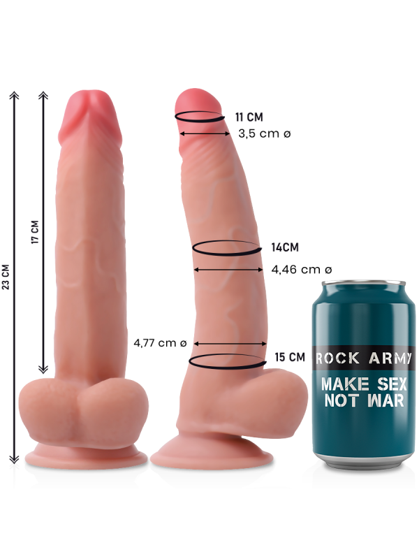 DUAL DENSITY LEOPARD DILDO REALISTA 23 CM -O- 4.77 CM DE LA MARCA ROCK ARMY