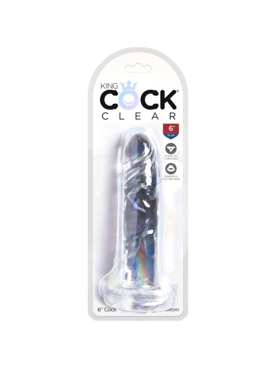 CONSOLADOR REALISTA TRANSPARENTE 15.5 CM KING COCK DE LA MARCA KING COCK