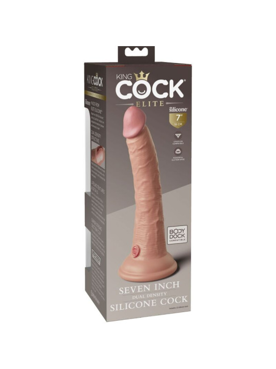 CONSOLADOR REALISTA SILICONA DOBLE DENSIDAD 17.8 CM DE LA MARCA KING COCK