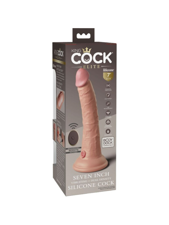 DILDO REALISTICO VIBRADOR SILICONA CONTROL REMOTO 17.8 CM DE LA MARCA KING COCK