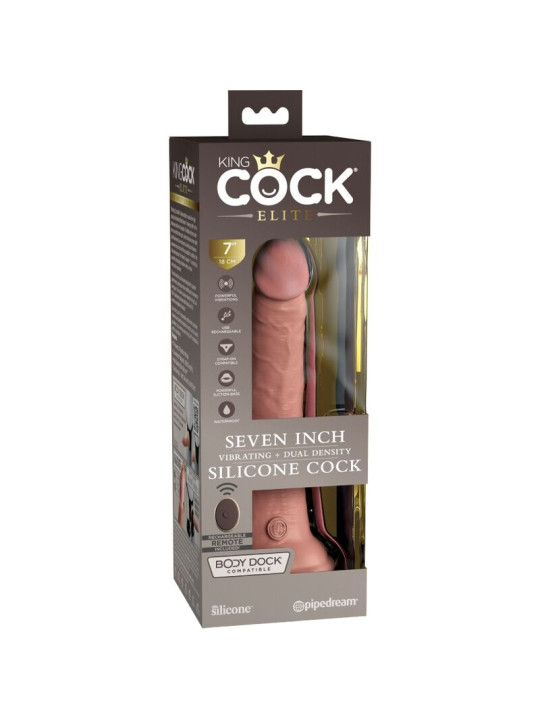 DILDO REALISTICO VIBRADOR SILICONA CONTROL REMOTO 17.8 CM DE LA MARCA KING COCK