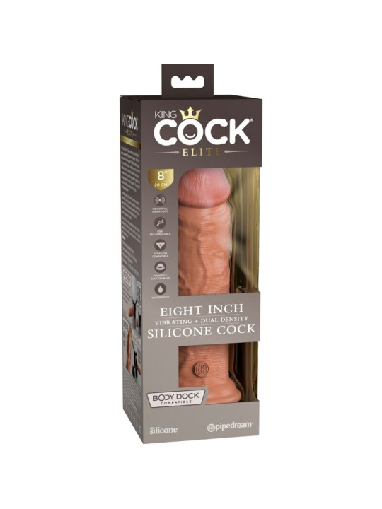 DILDO REALISTICO VIBRADOR SILICONA 20.3 CM KING COCK ELITE DE LA MARCA KING COCK
