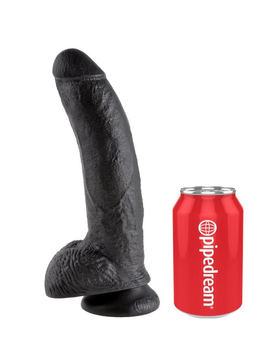 DILDO REALISTA NEGRO 23 CM CON TESTÍCULOS Y VENTOSA DE LA MARCA KING COCK