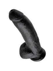 DILDO REALISTA NEGRO 23 CM CON TESTÍCULOS Y VENTOSA DE LA MARCA KING COCK