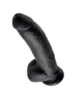 DILDO REALISTA NEGRO 23 CM CON TESTÍCULOS Y VENTOSA DE LA MARCA KING COCK
