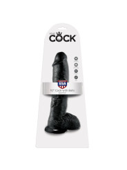 DILDO REALISTA NEGRO 26.5 CM CON TESTÍCULOS Y VENTOSA DE LA MARCA KING COCK