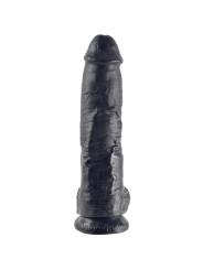 DILDO REALISTA NEGRO 26.5 CM CON TESTÍCULOS Y VENTOSA DE LA MARCA KING COCK