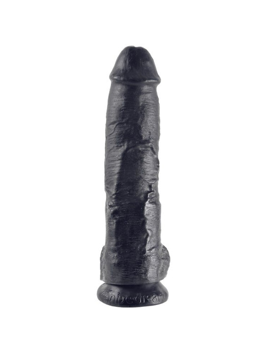 DILDO REALISTA NEGRO 26.5 CM CON TESTÍCULOS Y VENTOSA DE LA MARCA KING COCK