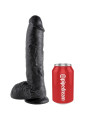 DILDO REALISTA NEGRO 26.5 CM CON TESTÍCULOS Y VENTOSA DE LA MARCA KING COCK
