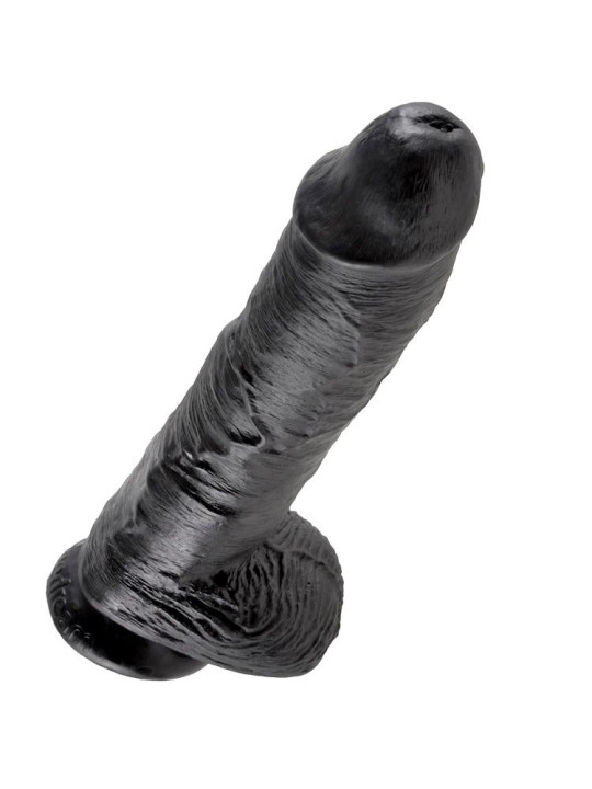 DILDO REALISTA NEGRO 26.5 CM CON TESTÍCULOS Y VENTOSA DE LA MARCA KING COCK