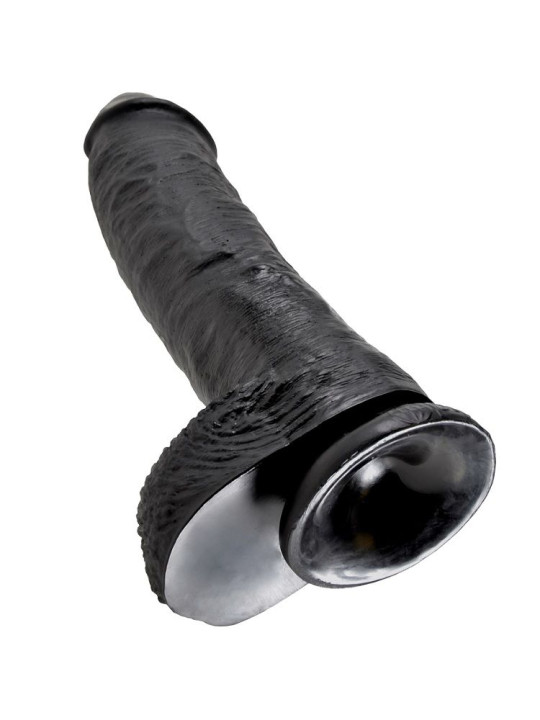 DILDO REALISTA NEGRO 26.5 CM CON TESTÍCULOS Y VENTOSA DE LA MARCA KING COCK