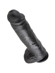 DILDO REALISTA NEGRO 28 CM CON TESTÍCULOS Y VENTOSA DE LA MARCA KING COCK