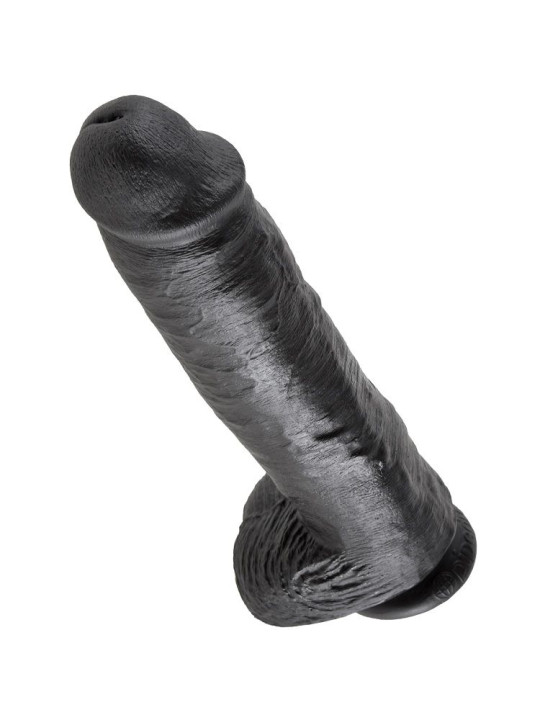 DILDO REALISTA NEGRO 28 CM CON TESTÍCULOS Y VENTOSA DE LA MARCA KING COCK